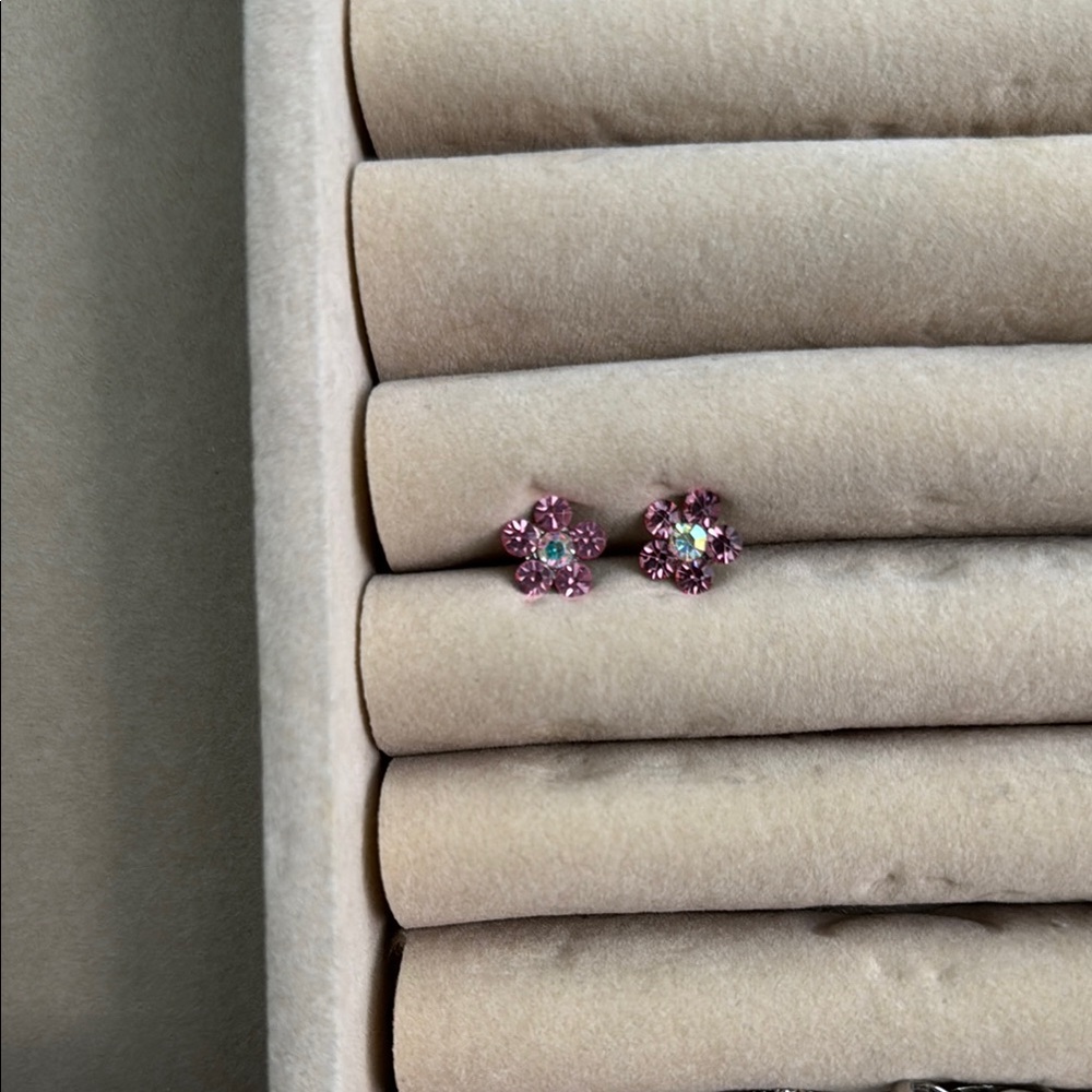 Elegant Pink Flower Stud Earrings